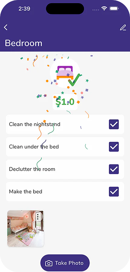 Interactive Chore Completion and Celebration